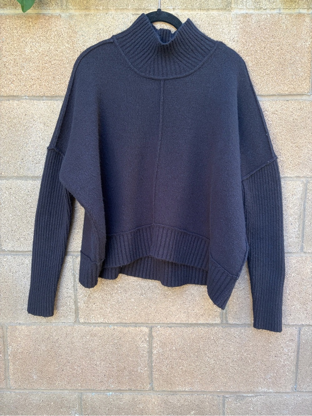 Maeve Black Ribbed Turtleneck Sweater with Flaw